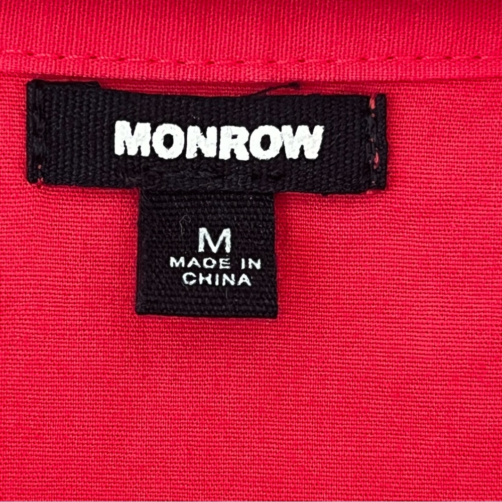 Monrow Oversized Poplin Cotton Button Down Shirt, Size Medium, Coral Red - Picture 3 of 6